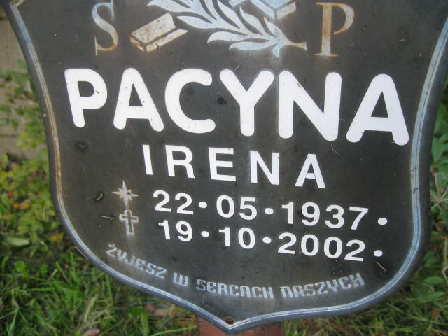 Irena Pacyna 1937 Bytom - Grobonet - Wyszukiwarka osób pochowanych